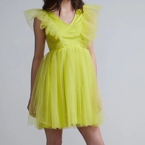 NWT New York & Company Lime Dress with Ruffle Detail
